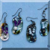 J12. 2 Pairs of Abalone flip flop earrings. - $12 